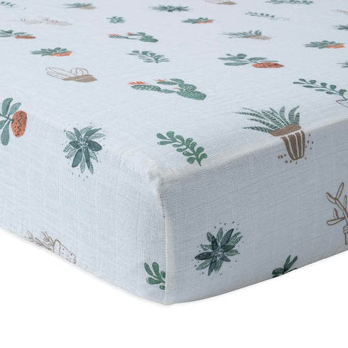 Little Unicorn Crib Sheet - Soft Muslin Fabric in Prickle Pots Design