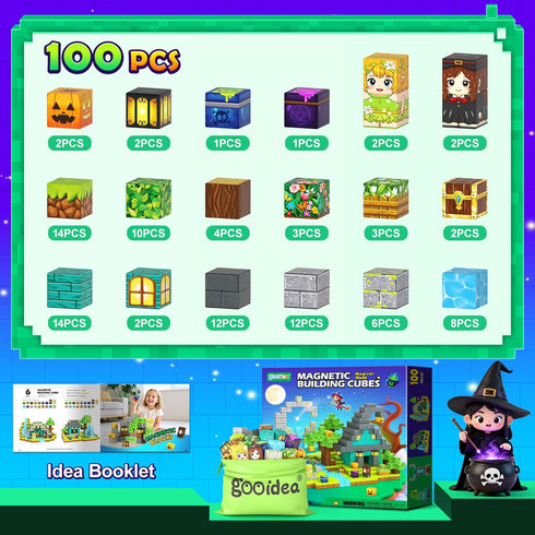 100 3-5 4-6 5-7 8-12 Playset Gooidea Magnetic Blocks - Building Blocks Mine Magnets Building Craft Autistic Kids
