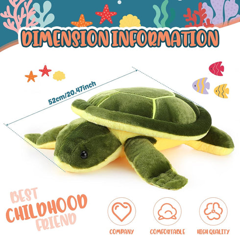 Soft Plush Sea Turtle Stuffed Animals, Giant 12 Inch Plush Pillow Toys for Birthday Graduation Gifts for Kids