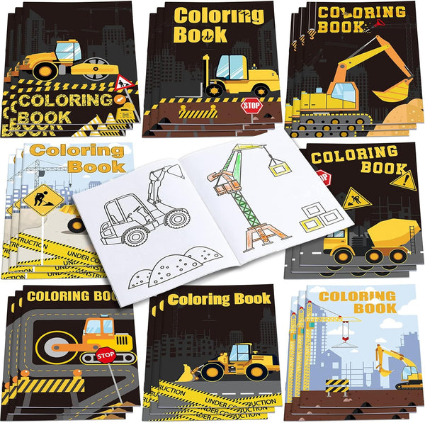 Clabby 24 Pieces Construction Trucks Coloring Book Construction Birthday Party Favors Building