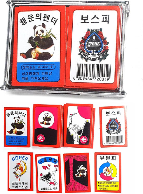 Lucky Panda Hwatu Card Set, Korean Flower Battle Traditional Card Game for Go or Stop/Godori