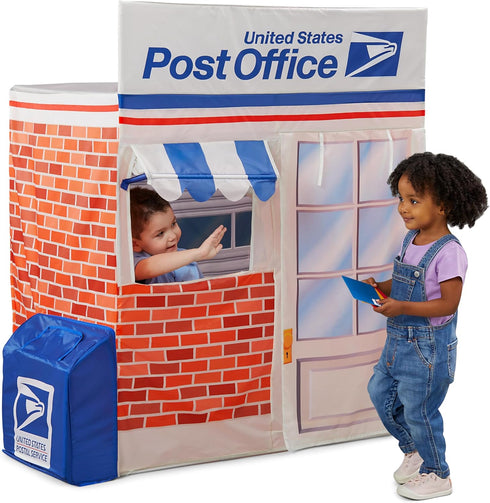 Kid Trax USPS Play Tent for Kids - Large Tent House with Mail Collection Box & Carrying Case, Post Office Toy