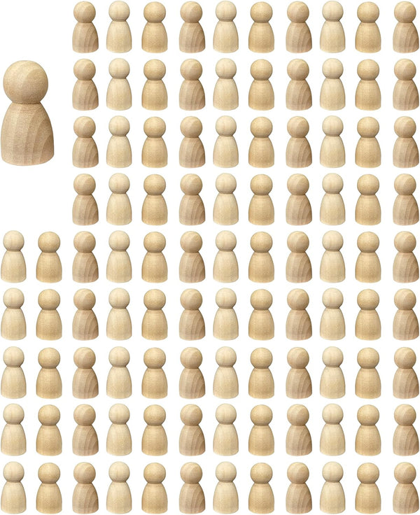 100 Pieces Unfinished Wooden Peg Dolls, Craft Blank Family Figures 5/8 x 1-1/4 Inch