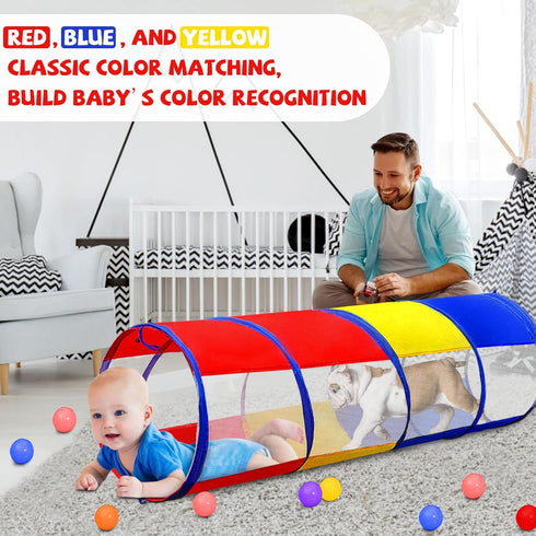 Kids Play Tunnel for Toddlers 1-3, 6 Foot Baby with 2 Mesh Sides Pop Up Crawling Toys 1 3 4 Year Old Girl Boy Birthday Gift, Indoor Outdoor Toddler Children or Dog