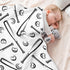KICPOAY Baseballs White Black Baby Swaddle Blanket for Boys and Girls, Muslin Baby Receiving Swaddle Blanket, Soft
