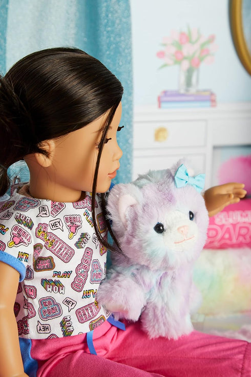 American Girl Truly Me 18-inch Doll Pet Purrpley Pink Kittycat - Magnetic Mouth to Hold Yarn Toy, Ages 6+