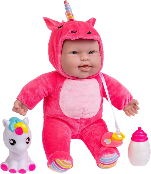 12-inch 12 JC Toys Lots to Cuddle Babies Small Soft Twin Baby Dolls Unicorn Theme| Washable | Pink and Blue | Includes