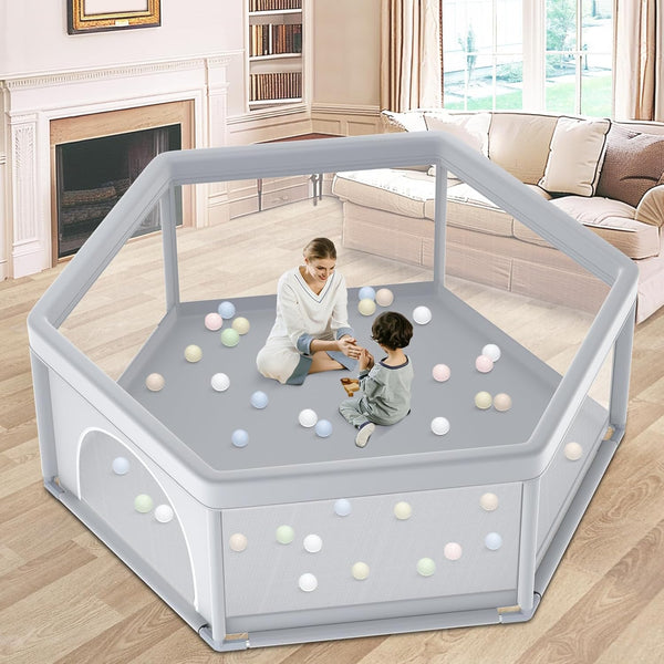 besuhot Baby Playpen 65x65 Inch, Large PlayPen for Babies and Toddlers Hexagonal Type
