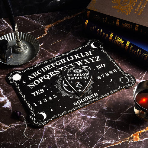 Set Pendulum Dowsing Divination Board Black Wooden Talking Board with Planchette Accessories for Birthday Party