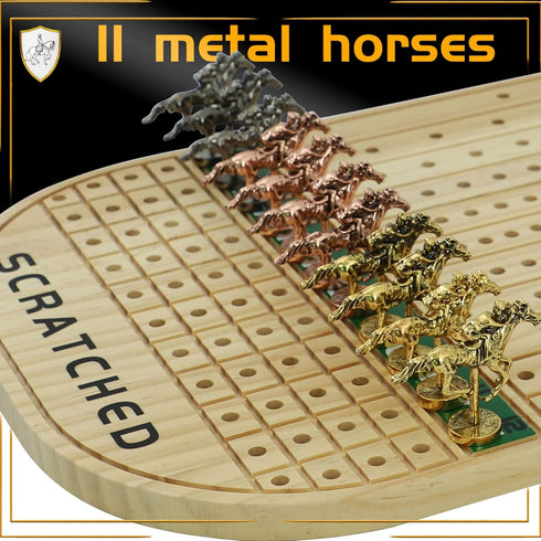 11 4 2 Jyquorp Horse Race Board Game Racing Game Thickened Solid Wood with Luxurious Durable Classic Metal Horses