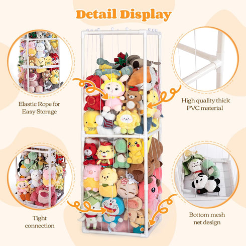 Cerpourt Stuffed Animal Storage,PVC Tube Zoo Stuffed Animal Holder with Elastic Band,Space Save Vertical Kids Plush Toy