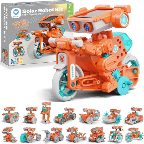 Sillbird Solar Robot Building Kit STEM Gift for Boys Aged 8-14, 15-in-1