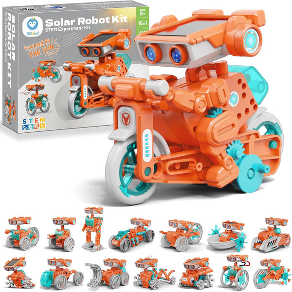 Sillbird Solar Robot Building Kit STEM Gift for Boys Aged 8-14, 15-in-1