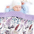 Set Purple Baby Blankets, Minky Toddler Blanket for Boys Girls, Wisteria Floral Nursing Pillow Cover, Nursing