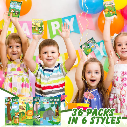 36 Set Sinmoe Pcs Safari Animals Mini Activity Books for Kids Coloring Drawing Books with Lion Tiger Giraffe Patterns