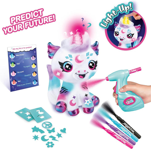 6+ Canal Toys Airbrush Plush Cosmic Light Up Unicorn! Decorate, wash, Repeat! Customize Your own Spray Art Plush. Light