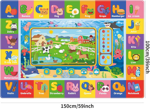 Tummy (59 39.4 INCH, 1) Baby Play Mat for Floor, Kids Playmat Baby Crawling Mat Educational Time Mats Soft ABC Play