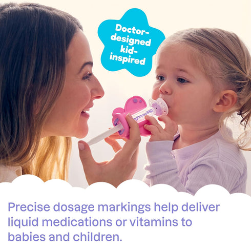 Playhouse MD Medicine Dispenser, Butterfly - Liquid Medication Syringe for Newborns, Infants, Babies & Toddlers - Baby