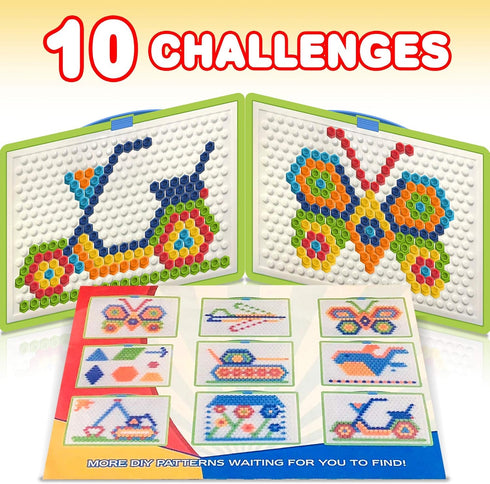 ArtCreativity Mushroom Peg Puzzle for Kids, 10-Challenges Fun Brain Teaser, Creative Educational Learning Toy