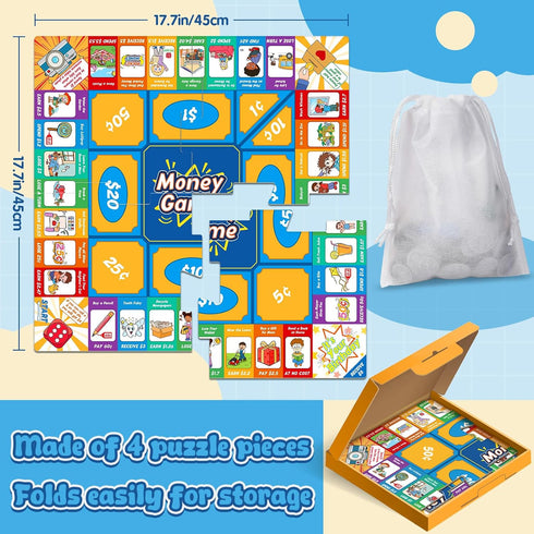 Torlam Money Board Games for Kids, Coins and Bills Toddler Pretend Play Toys, Money for Kids Learning Education