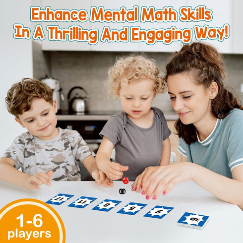 Math Games for Kids,Addition, Subtraction, Multiplication, Division Flash Card Educational Learning Games Counting Homeschool Classroom Travel Indoor Outdoor Dice Family Games