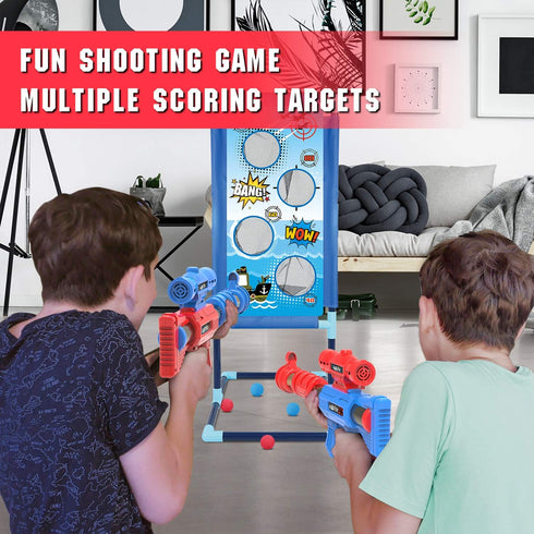 YEEBAY Shooting Game Toy for Kids 6+, 2pk Air Guns & Shooting Target with 24 Foam Balls, Ideal Gift