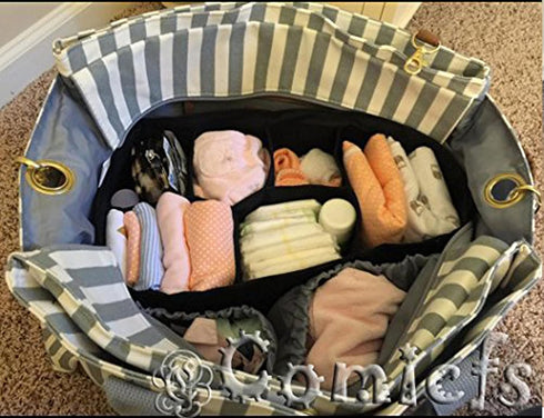 Comicfs Baby Diaper Bag Insert Organizer, Black, Dimensions: 12 X 6.4 X 8 Inch
