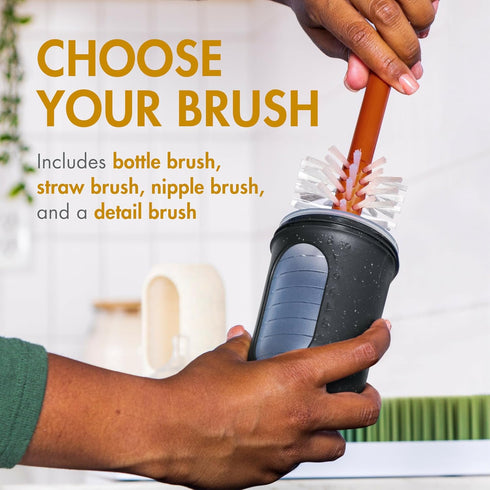 Set 4 Count Boon Mod Baby Bottle Brushes - Includes Bottle Cleaner Brush, Straw Cleaner Brush, Nipple Brush and Detail