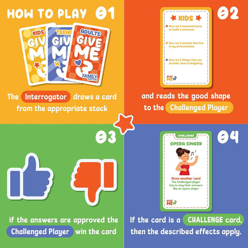 GIVE ME 3 Family Game, Fast Paced Hilarious Party Game, 10 Second Rule for Kids, Teens, and Adults