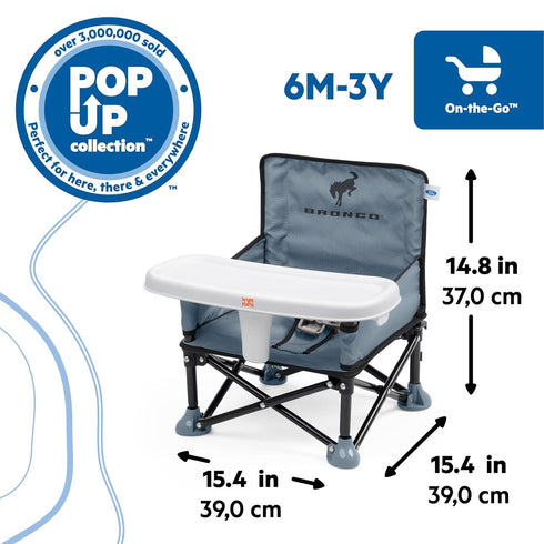 51 6 3 Bright Starts Ford Bronco Pop 'N Sit Portable Booster Chair, Floor Seat, Indoor/Outdoor Use, Compact Fold, Area