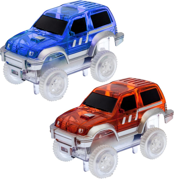 PicassoTiles 2pcs Magnetic Toy Car Set, Compatible with Magnet Race Track, Educational Construction Kits