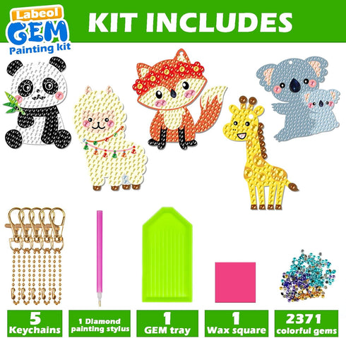 Labeol Arts and Crafts for Kids Ages 8-12, Create Your Own GEM Keychains, 5D Diamond Art Kits