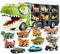 JOYIN 13 in 1 Dinosaur Toys for Kids 3-5, Dinosaur Truck with 12 Pull Back Cars, Birthday Gifts for Boys