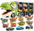 JOYIN 13 in 1 Dinosaur Toys for Kids 3-5, Dinosaur Truck with 12 Pull Back Cars, Birthday Gifts for Boys