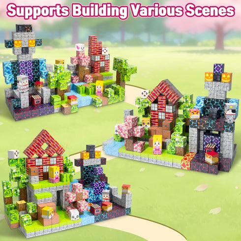MUUHU 300PCS 0.8" 3 4 5 6 7 8 9 10 Magnetic Blocks - Magnetic Building Blocks Toys for Kids Magnet Blocks Cubes Games