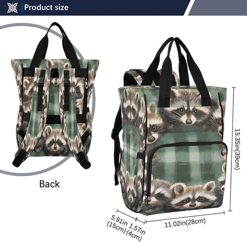 YANENDIE Backpack, Backpack Backpack Cute Raccoons Diaper Bag Unisex Travel Baby Diaper Bags with Stroller Straps