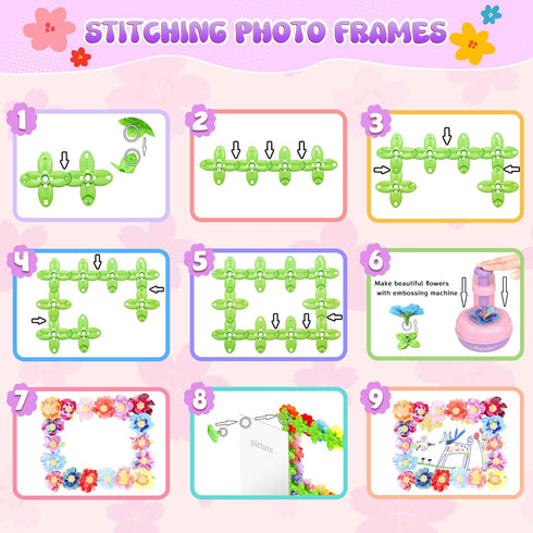 300+PCS 4 5 6 7 8+ GirlsHome Fabric Flower Bouquets Toys, DIY Flower Making Kit for Kids, Arts and Crafts for Kids