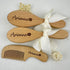 BMVDD Set, 3Pcs Custom Engraved Wooden Baby Hairbrush Natural Comb with Logo, Shower Favor, Newborns Toddler Grooming
