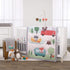 NoJo Retro Happy Camper Fitted Nursery Crib Sheet, Green, Aqua, Orange & White