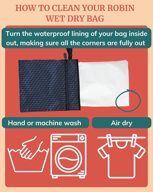 Wet Dry Bag - Waterproof Wet Bag for Travel, Swimsuit, Diaper, Clothes, Period Underwear Organizer