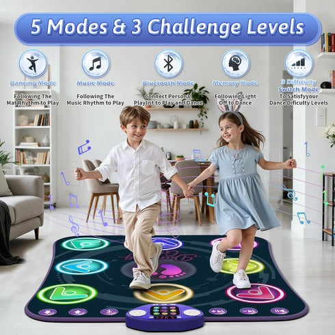 3-12 5 3 4 5 6 7 8 9 10+ WAYKEE Dance Mat Toys for Year Old Girls, Electronic Dance Pad with Light-up LED Wireless