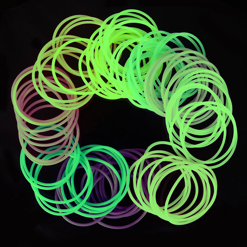 120 Pieces Silicone Jelly Bracelets, Glow Neon 80s Rubber Bracelets, Gel Gummy Elastic Hair Ties, 10 Colors.