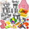 Kids Kitchen Pretend Play Accessories Set, 32 Items Stainless Steel Pots and Pans with Rack Organizer, Cooking Utensils