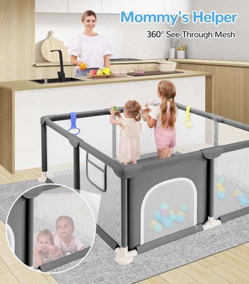47"x47" Setup, Dripex Baby Playpen, Small Playpen for Babies, Enhanced Safety Baby Play Yard for Indoor & Outdoor