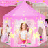 Pink Princess Tent for Girls - Kids Play Tent with LED Star Lights, Castle Playhouse for Indoor Outdoor Games, 55×53
