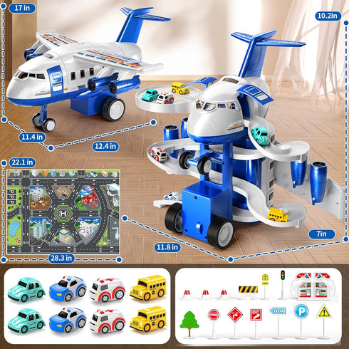 2-4 3-5 8 3-5 MSKOLER Airplane Toys for Toddlers - Boy Toy Car Race Tracks for Kids Ages with Small Car Toys, Toddlers