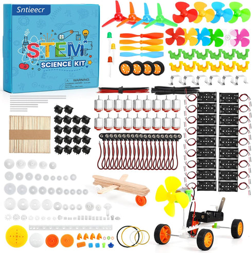 Sntieecr 276PCS DC Motor Kit, Mini Electric Circuit Kit for DIY Science Projects with Motors, LED Light & Gears