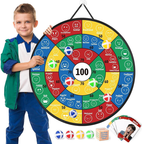 Garybank Emotional Dart Social Skills Activities for Kids - W/56 Emotion Cards,