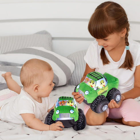 ArtCreativity 8 Inch Plush Monster Truck, Safari Design, Soft Cuddly Toy for Boys, Girls, Toddlers