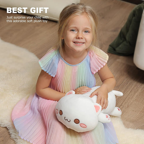 12") Onsoyours Cute Kitten Plush Toy Stuffed Animal Pet Kitty Soft Anime Cat Plush Pillow for Kids (White Cat
